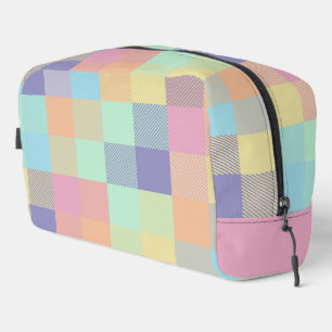 Rainbows Pastel Colours Buffalo Check Plaid 90s Dopp Kit
