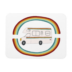 Rainbows Retro RV Whimsical Camping Motorhome Magnet