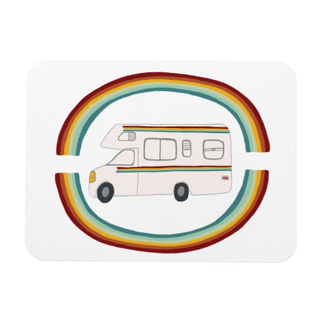 Rainbows Retro RV Whimsical Camping Motorhome Magnet (Horizontal)