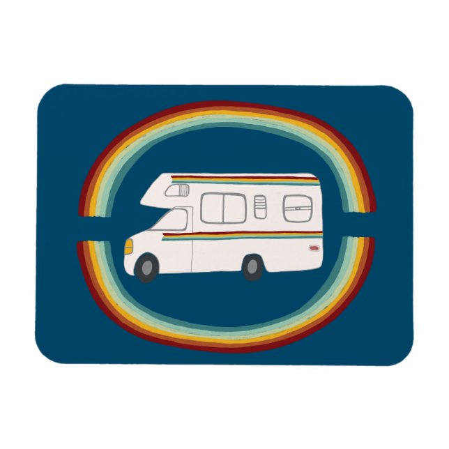 Rainbows Retro RV Whimsical Camping Motorhome Magnet (Horizontal)