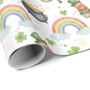 Rainbows Shamrocks Leprechauns St Patrick's Day  Wrapping Paper