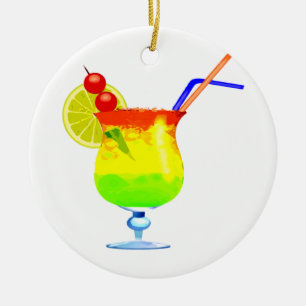 Rainbows Tropical Drink Ceramic Ornament
