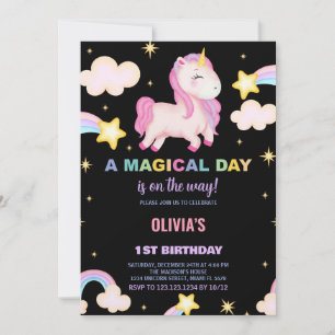 Rainbows Unicorn Birthday Invitations