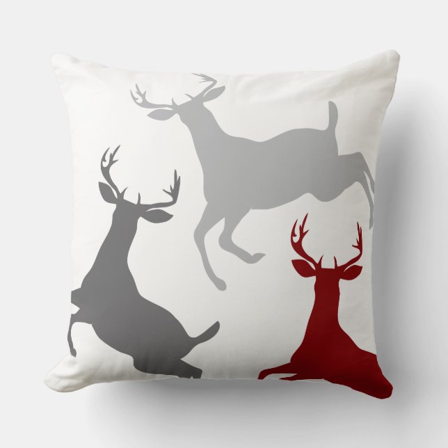 RAINDEER Christmas Vintage Throw Pillow (Front)