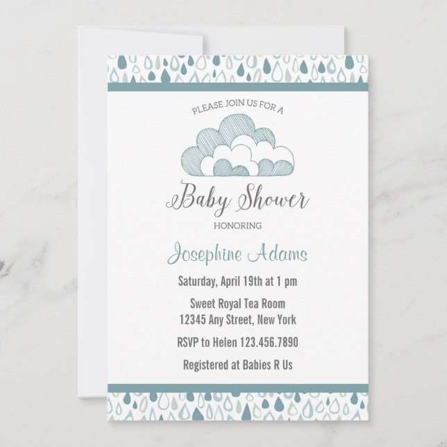 Raindrop Baby Shower Invitation (Front)