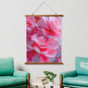 Raindrop Blush Pink Blossom Hanging Tapestry