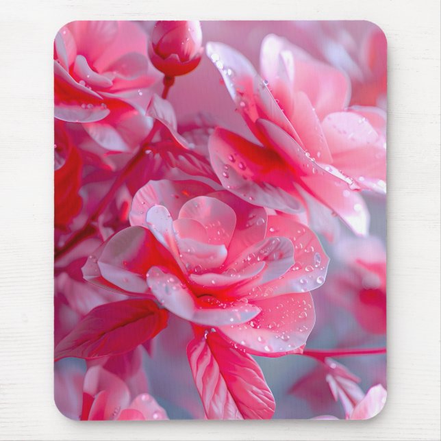 Raindrop Blush Pink Blossom Mouse Pad (Front)