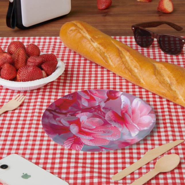 Raindrop Blush Pink Blossom Paper Plate (Picnic)