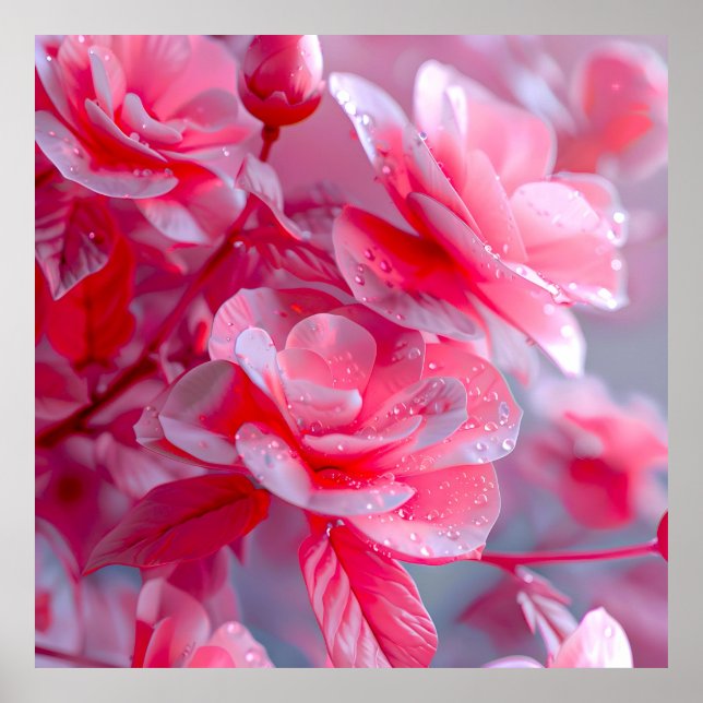 Raindrop Blush Pink Blossom Poster (Front)