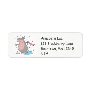 Raindrop Hippo Return Address Label