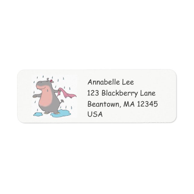 Raindrop Hippo Return Address Label (Front)