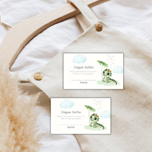 Raindrop Little Dragon Diaper Raffle Baby Shower Enclosure Card