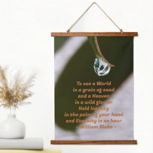 Raindrop on Tip of Leaf William Blake Quote Hanging Tapestry