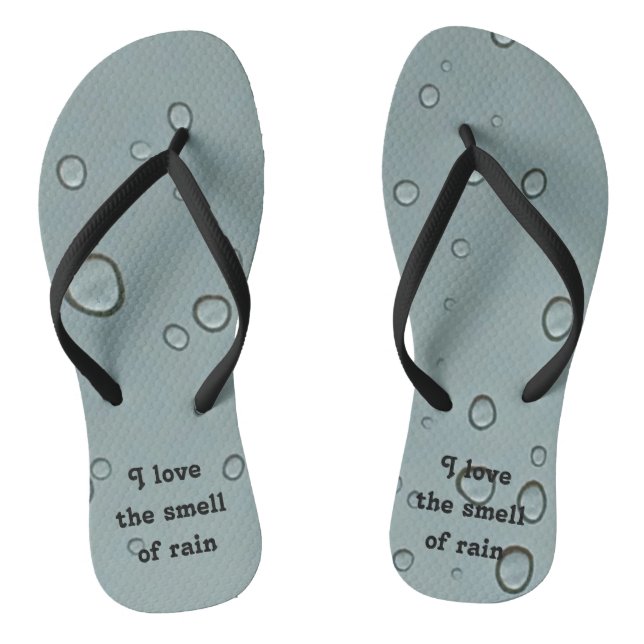 Raindrop Pattern Love Smell of Rain Water Droplet Thongs (Footbed)