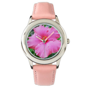 "Raindrop Petals: Pink Hibiscus in Gentle Shower" Watch