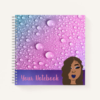 Raindrop Pink And Purple Square Shaped Notebook