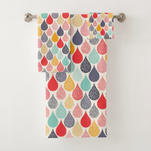 Raindrop Pop Art Dot Pattern Bath Towel Set