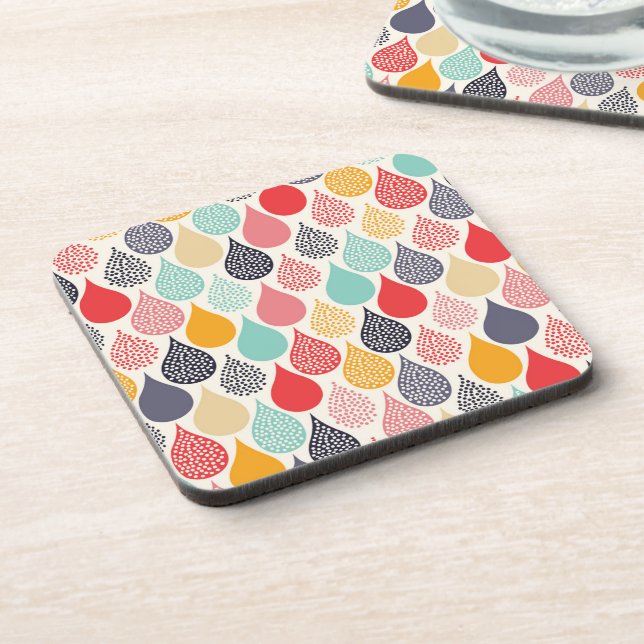 Raindrop Pop Art Dot Pattern Coaster (Left Side)