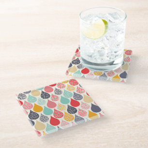 Raindrop Pop Art Dot Pattern Glass Coaster