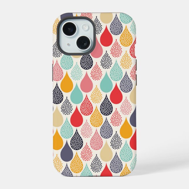 Raindrop Pop Art Dot Pattern iPhone 15 Case (Back)