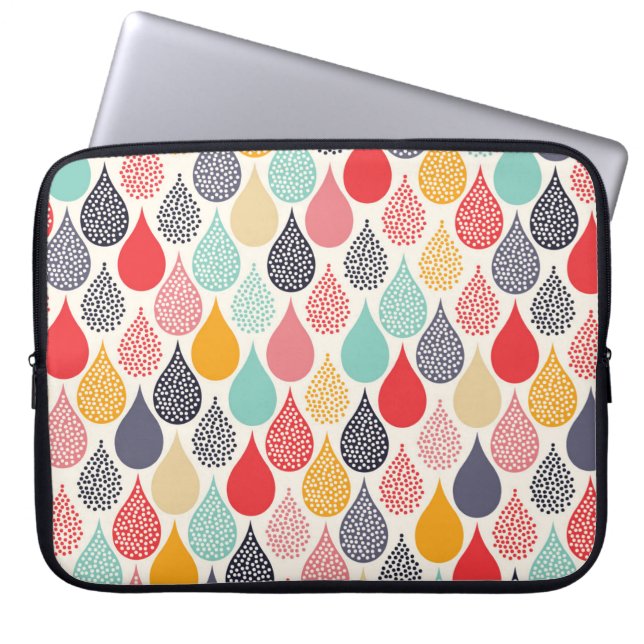 Raindrop Pop Art Dot Pattern Laptop Sleeve (Front)
