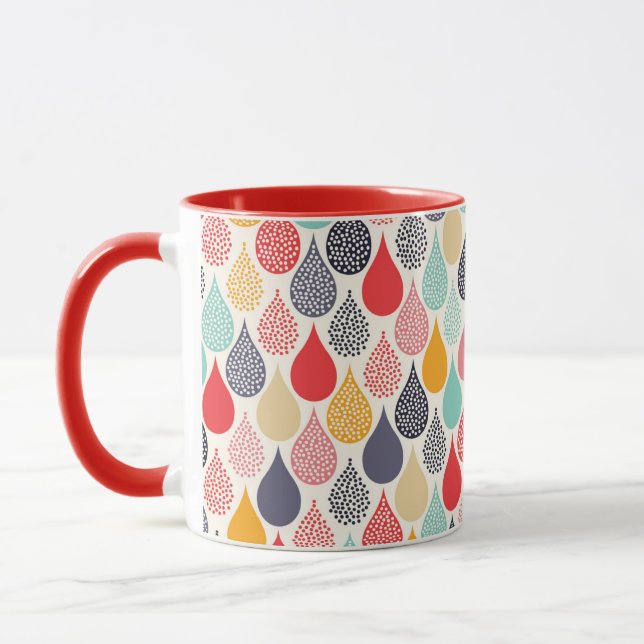 Raindrop Pop Art Dot Pattern Mug (Left)