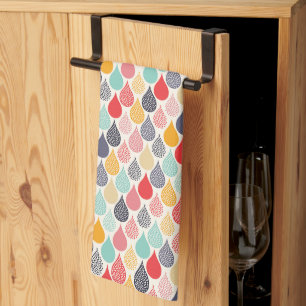 Raindrop Pop Art Dot Pattern Tea Towel