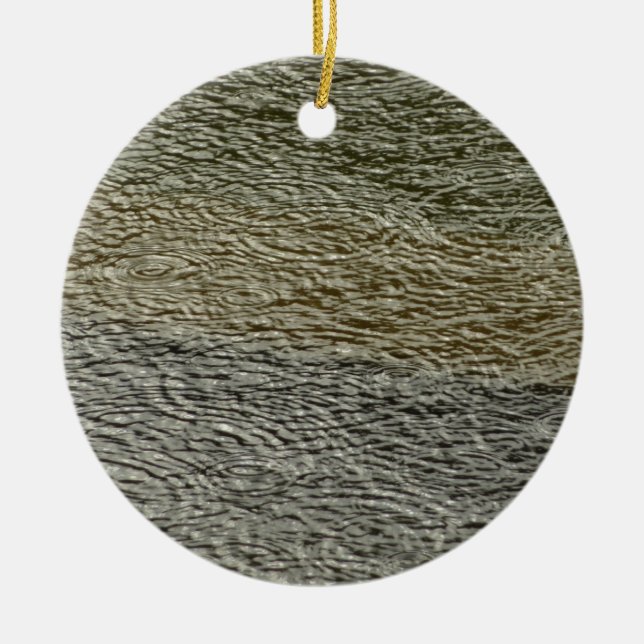 Raindrop Ripples Abstract Nature Photography Ceramic Ornament (Front)