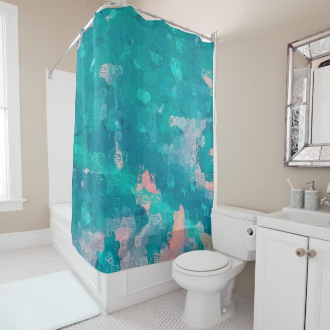 Raindrops Abstract Shower Curtain (In Situ)