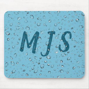 Raindrops And Monogram Mouse Pad