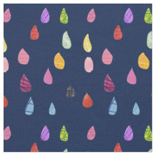 Raindrops art collage cute collage boho fabric
