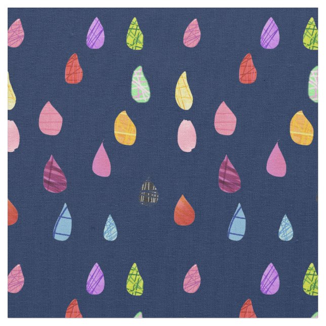 Raindrops art collage cute collage boho fabric (Close Up)