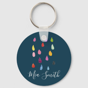 Raindrops art collage cute collage boho key ring