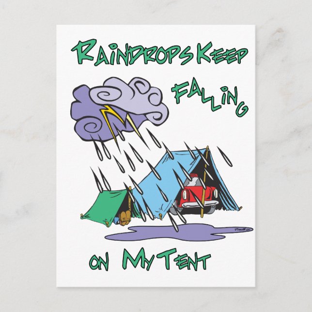 Raindrops Camping Postcard (Front)
