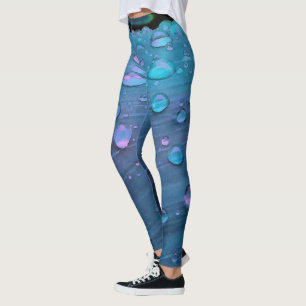 Raindrops Closeup, Spacey Blues Leggings