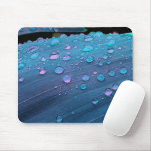 Raindrops Closeup, Spacey Blues Mouse Pad