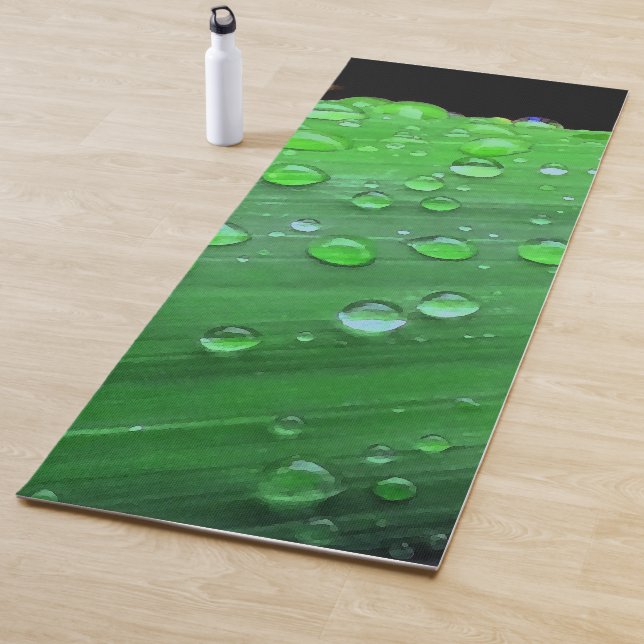 Raindrops Closeup, Spacey Green Yoga Mat (In Situ)