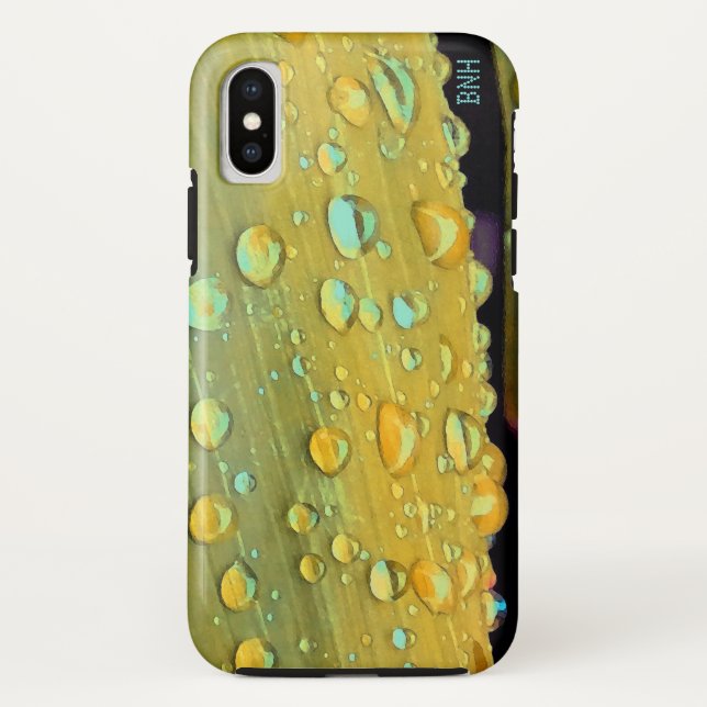Raindrops Closeup, Spacey Mustard Yellow Case-Mate iPhone Case (Back)