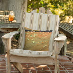 Raindrops Closeup, Spacey Rust Orange Cushion