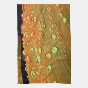 Raindrops Closeup, Spacey Rust Orange Tea Towel
