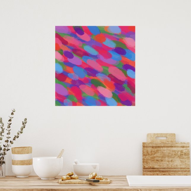 Raindrops Colourful Abstract Painting Poster Print (Kitchen)