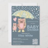 Raindrops Mama & Baby Bear QR CODE Custom Shower