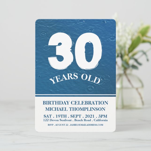 Raindrops, Modern Birthday Invitation (Standing Front)