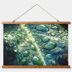 Raindrops on a Leaf Hanging Tapestry