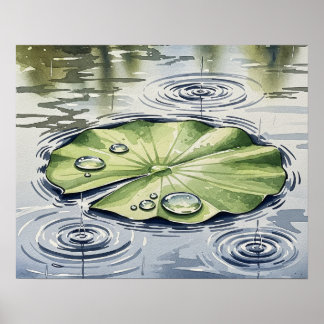 Raindrops on a Lilypad Poster