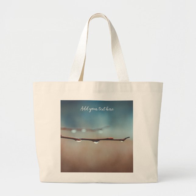 Raindrops on a tree branch large tote bag (Front)