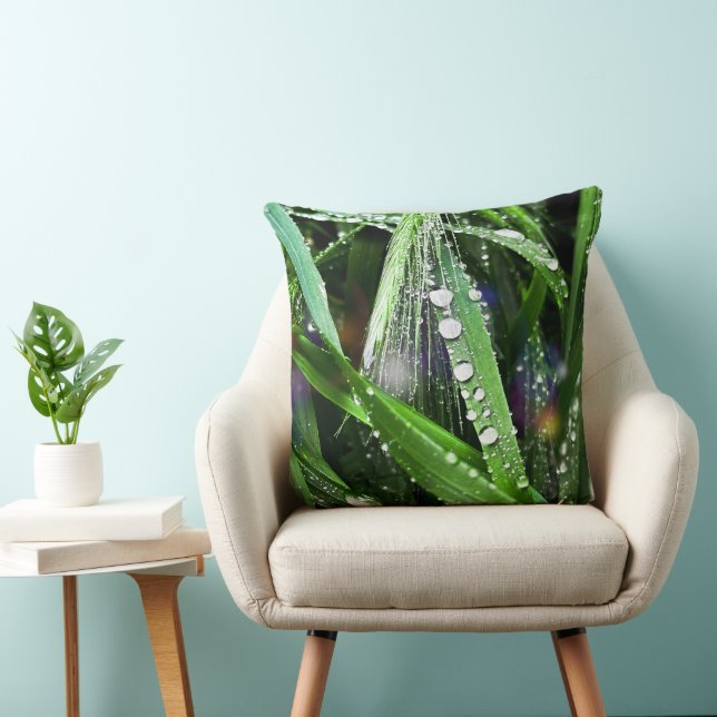 Raindrops on Blades of Grass Cushion (Chair)