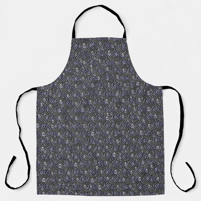 Raindrops on blue grey Metal Apron (Front)