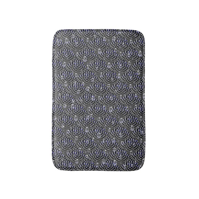 Raindrops on blue grey Metal Bath Mat (Front Vertical)