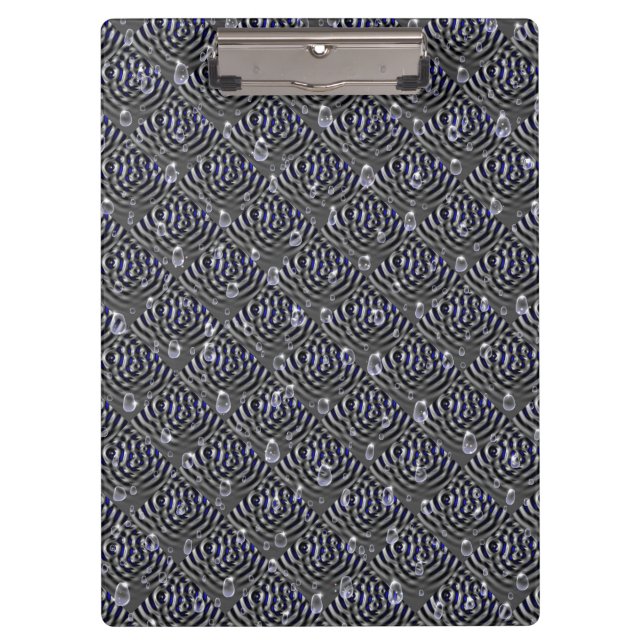 Raindrops on blue grey Metal Clipboard (Front)